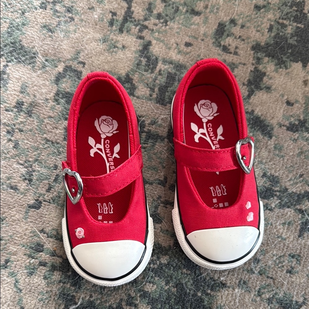 Converse Red and White Dress Shoes Classic Canvas Style